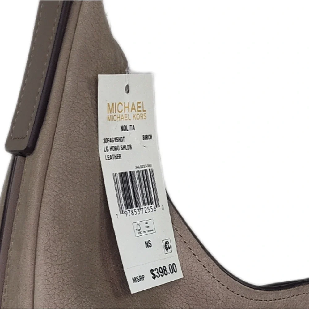 Michael Kors Nolita Large Nubuck Hobo Shoulder Bag Birch/Tan/Beige - NWT